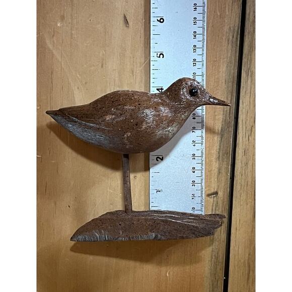Wood Carved Brown Bird Figurine. Beach. Birds. Home Decor. - Picture 8 of 10